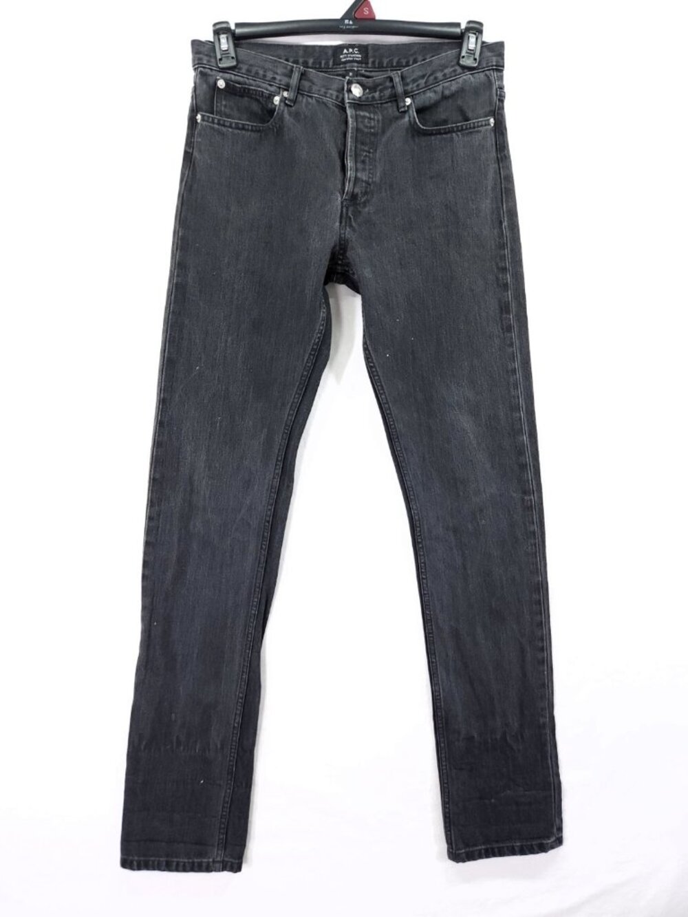 A.P.C. Petit Standard Jeans Black Faded Slim Straight Leg Denim Mens Size 31x35